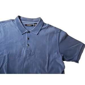 Axist Men's Large 100% Cotton Polo Blue Short Sleeve Golf Shirt Soft Comfort EUC
